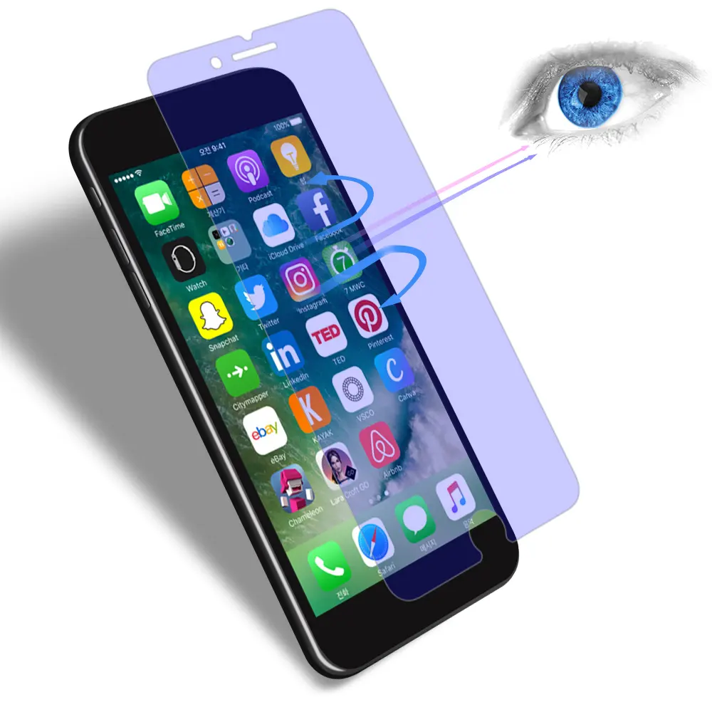 Jumlah Besar Layar Ponsel Penjaga anti Blue Light Tempered Kaca Datar Screen Protector untuk I Phone 6 Plus 7 Plus 8 PLUS