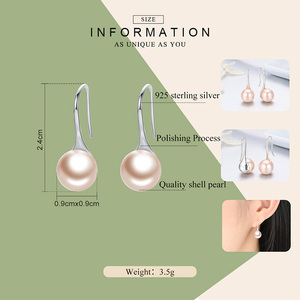 Orecchini <span class=keywords><strong>di</strong></span> perle in argento Sterling 925 classici da donna gioielli rotondi imitazione 925 <span class=keywords><strong>perla</strong></span> orecchini pendenti in argento Sterling - Product Image 6