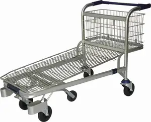 Wholesale Construction/building Material Supermarket Platform Cargo Shopping Trolley Cart