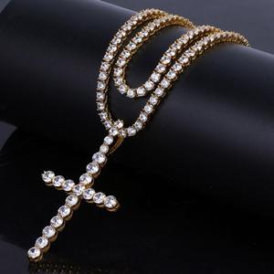 DIY <strong>Gold</strong> Plated Zircon <strong>Ankh</strong> Key Cross Pendant Tennis Chain <strong>Necklace</strong> - Product Image 2