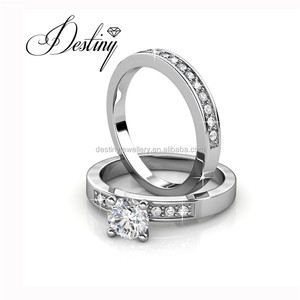 Ultimi Modelli di <span class=keywords><strong>Anelli</strong></span> Nuziali, <span class=keywords><strong>Anelli</strong></span> Mistici Impreziositi con Cristalli <span class=keywords><strong>Swarovski</strong></span>, Anello Placcato Oro 18K Daisini alla Moda - Product Image 3