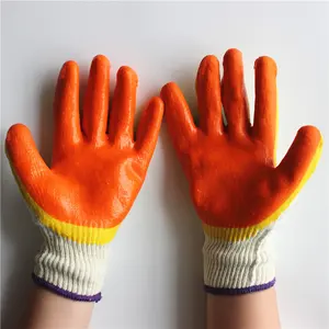 Двухцветные желтые оранжевые промышленные резиновые перчатки guantes с латексным покрытием