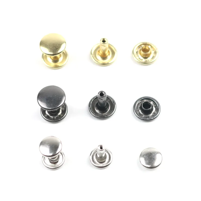 Custom Size Brass Decorative Silver Black Gold Rivet Double Cap Rivet Stud for Leather Craft Bag Shoe Handbag