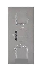 Juego de ducha termostática de níquel cepillado Diseño de cascada y lluvia con ducha de mano <span class=keywords><strong>Baño</strong></span> y grifos de ducha - Product Image 3