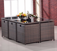 Chaise et table à manger en rotin PE, ensemble d'extérieur, en osier, 11 pièces, livraison gratuite