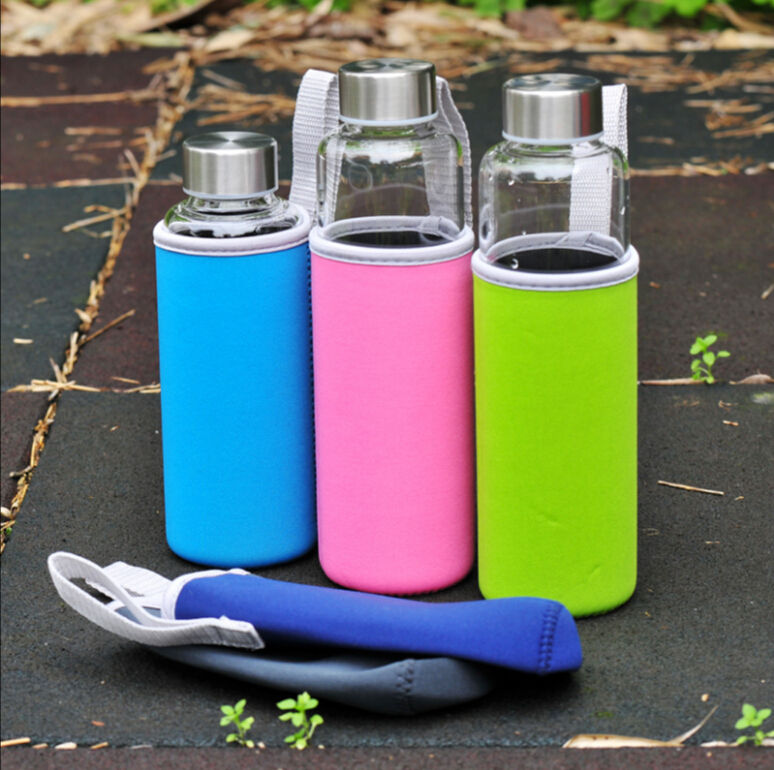 18 Oz Glass Water Bottle with Sleeve
