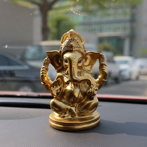 4.72 Inch High Hand Painting Poly Stone <strong>Gold</strong> Color Indian God Ganesha <strong>Statue</strong> for Car Decor Hindu Lord Ganesh <strong>Statue</strong> - Product Image 4