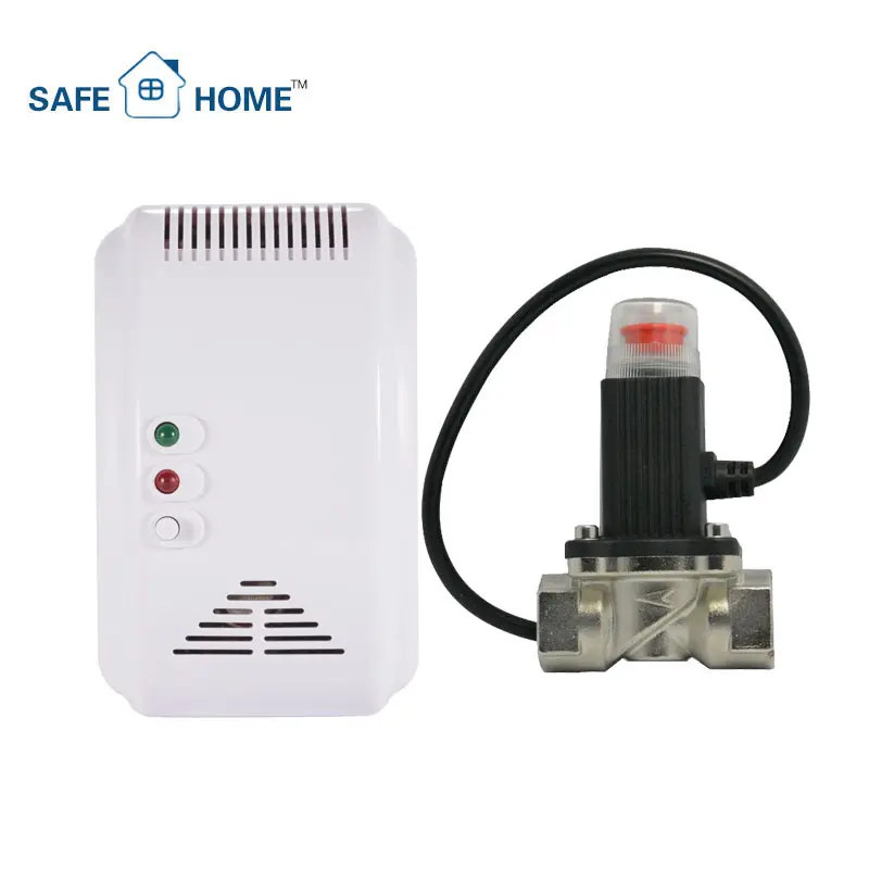 Detektor Kebocoran Gas LPG Pendeteksi Otomatis Konvensional, 220V dengan Katup Solenoid untuk Alarm Kebakaran Rumah