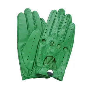 Venta al por mayor verde guantes de cuero de las mujeres-De moda de hombres y mujeres de cuero de cabra deporte rojo guantes niñas guantes de conducir de coche