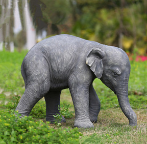 Statue d'éléphant à longues dents en résine de fibre de verre, grande décoration de parc - Product Image 4