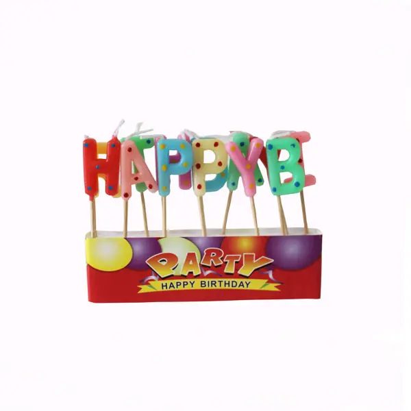 Bougies colorées avec lettres d'anniversaire, 13 pièces, en forme de gâteau