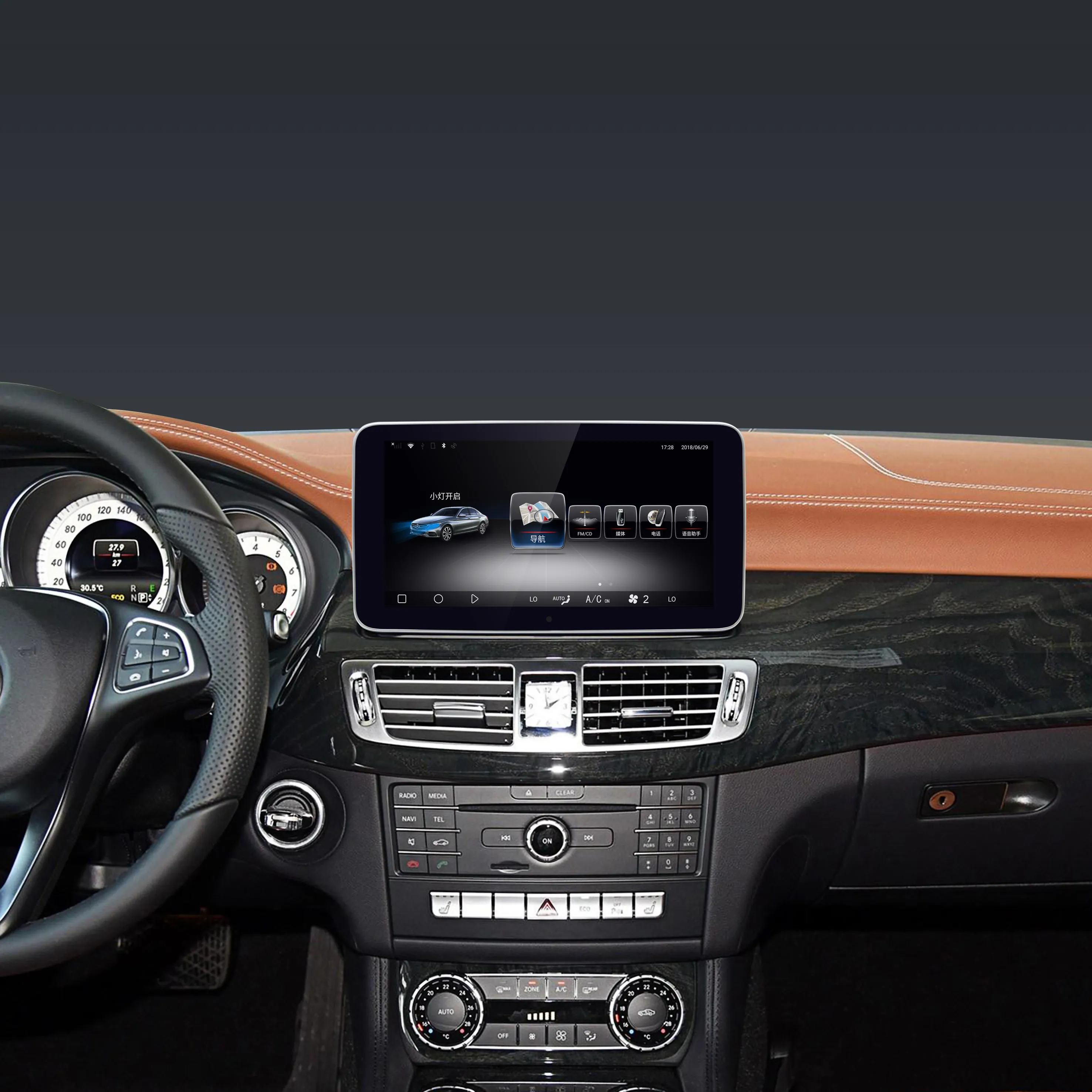 เครื่องเล่นมัลติมีเดียในรถยนต์ระบบ Android 10.25ขนาด9.0นิ้วสำหรับ Mercedes-Benz CLS 2014-2017AMI สายเคเบิล4 + 64GB