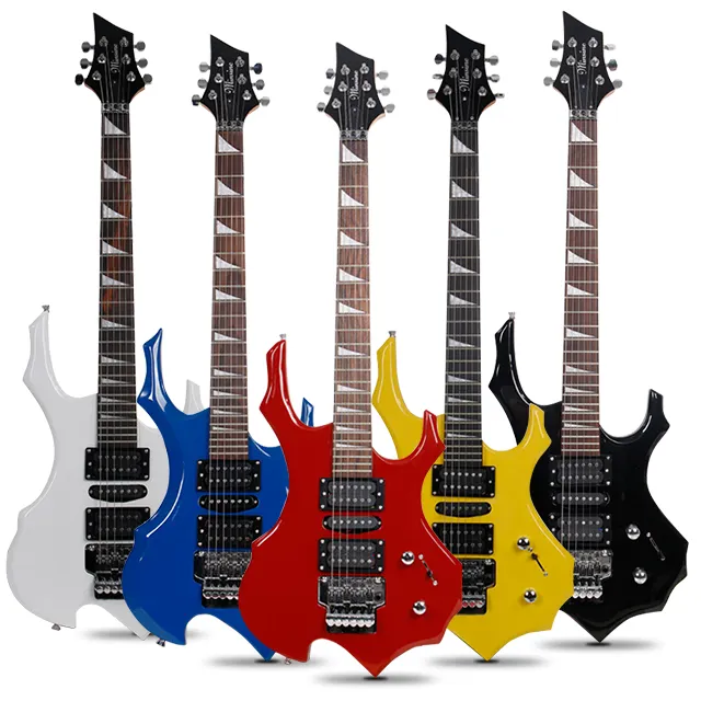 China fábrica atacado preço chama forma 24 frets guitarra elétrica instrumentos de corda