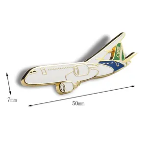 Высококачественная металлическая эмалированная булавка в форме самолета с тисненым логотипом