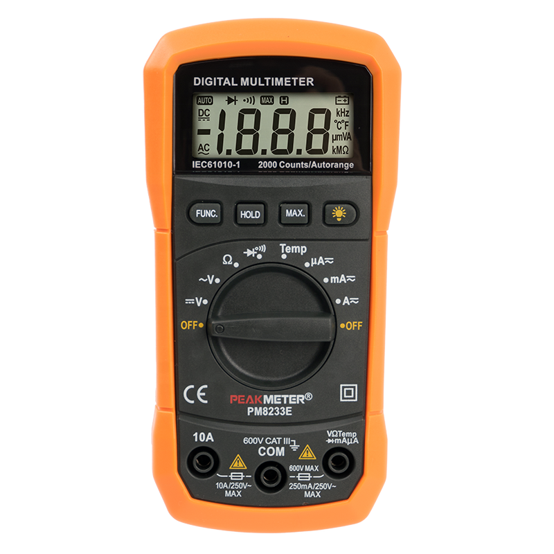 High Precision Handheld AC/DC voltage current Resistance temperature digital auto rang multimeter Diode Test