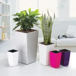 All size Tall cylinder vertical square plant pot flowerpot hotel office floor desktop self watering pot