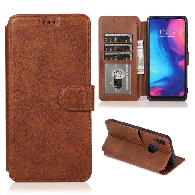 High Quality Pu Leather Cell Phone case Mobile Phone Flip Leather case with Card Slot for Redmi Note 7