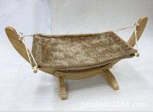 Hamaca Columpio de Madera para Mascotas con Soporte de Madera y Cojín Suave y Cómodo, Cama Hamaca para Gatos - Product Image 2