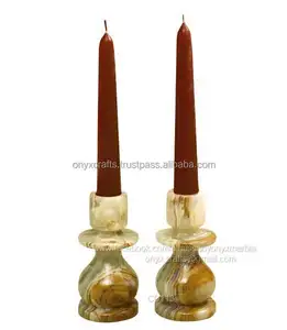 Multi Brown Onyx 2pc Set Candle Holder in low price