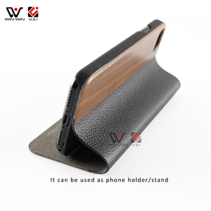 China <strong>Supplier</strong> Hot Selling New Products Wood Wallet Flip Cover <strong>Leather</strong> Mobile Phone <strong>Case</strong> for iPhone 7 8 12 14 16 - Product Image 3