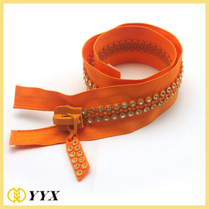 #5 #8 #10 Double Pierres Dents 24 Pouces Séparation Fermeture Éclair Avec Strass - Product Image 4
