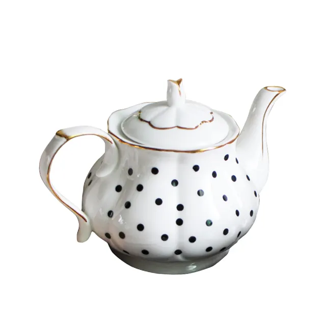 Commercio all'ingrosso Logo Personalizzato Del punto Dell'onda di Disegno Tea Pot Teiera di Ceramica