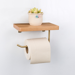 Qiansi accessori bagno metallo <span class=keywords><strong>legno</strong></span> noce porta <span class=keywords><strong>carta</strong></span> <span class=keywords><strong>igienica</strong></span> con mensola - Product Image 3