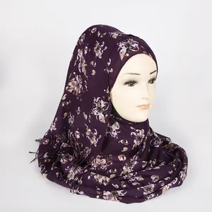 Lenço com borla floral personalizado, estampado, colorido, moderno, islâmico, hijab