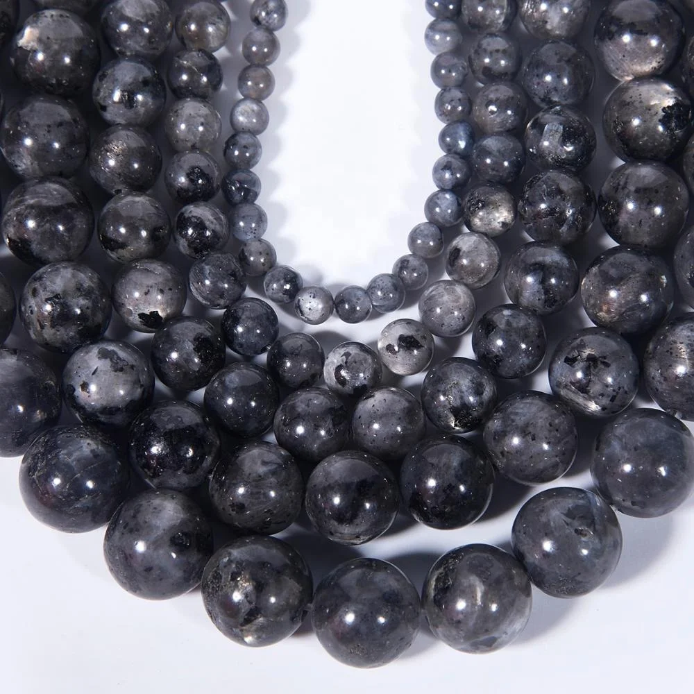 Натуральный Гладкий ларвикит, черный лабрадорит, драгоценные камни, свободные бусины для изготовления ювелирных изделий ручной работы, 4 мм, 6 мм, 8 мм, 10 мм, 12 мм, 14 мм