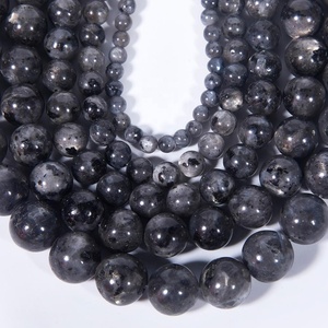 Natuurlijke gladde Larvikiet Zwarte Labradoriet edelsteen losse kralen voor het maken van sieraden handgemaakte ambachten 4mm 6mm 8mm 10mm 12mm 14mm - Product Image 1
