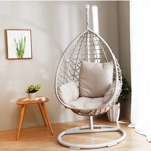 Toptan Metal bahçe dış mekan mobilyası Hasır Rattan Patio salıncaklı sandalye