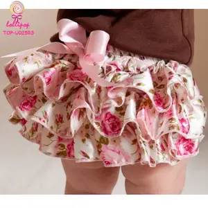 2021 Photo Prop Ribbon Bow PP Infant Newborn Nappy Diaper Cover Baby Girls Vintage Pink Floral Satin Ruffle Bloomers