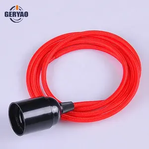 USA standard fabric cable with plug and E26 socket braided electric wire with plug and E26 lamp holder