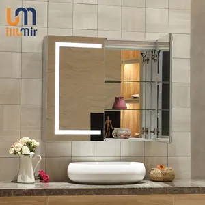 Foshan Eterna Custom Wall Mounted Illuminated Lighted Vanity LED Mirror Cabinet in Bathroom