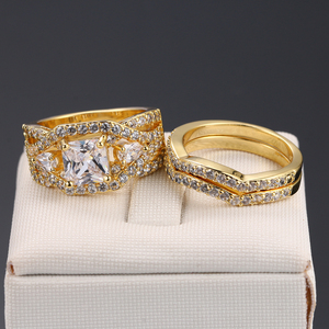 Classic Marquise Shape Cubic Zirconia 3 <strong>Rings</strong> Sets <strong>Black</strong> Gold Color Party Wedding Jewelry for Women Gift - Product Image 4