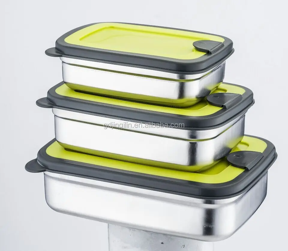 hot sales rectangles plastic cover lid stainless steel lunch bento box for kids