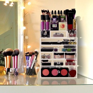 Caja grande <span class=keywords><strong>de</strong></span> 6 niveles hecha a mano, multifunción, con bandeja <span class=keywords><strong>de</strong></span> almacenamiento superior, organizador <span class=keywords><strong>de</strong></span> <span class=keywords><strong>maquillaje</strong></span> <span class=keywords><strong>Mac</strong></span>, cosmética acrílica - Product Image 6