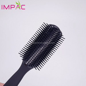 Top Grade Soft Touch rivestimento in gomma nove file di plastica nera spazzola per capelli uomini - Product Image 4