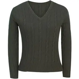 Новый стиль, женский свитер из 100% хлопка с V-образным вырезом, Мужской пуловер, свитер, плоский вязаный длинный зимний Повседневный толстый сервис OEM больших размеров