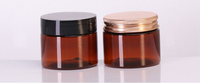Pots en plastique ronds de 50 g 50 ml transparents, ambrés avec couvercle noir, blanc, doré pour cosmétiques