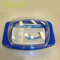 Plat à beurre en plastique Transparent, pour Logo personnalisé sans BPA avec couvercle