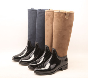 Usine <span class=keywords><strong>pas</strong></span> <span class=keywords><strong>cher</strong></span> PVC dames haute daim fourrure chaude dames doublé hiver bottes de pluie - Product Image 1