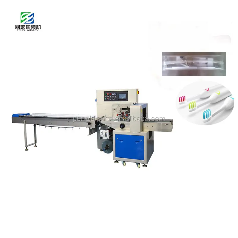 Down Papier Bestek Flow Verpakking Machine Voor Plastic Lepel/Plastic Mes/Plastic Vork