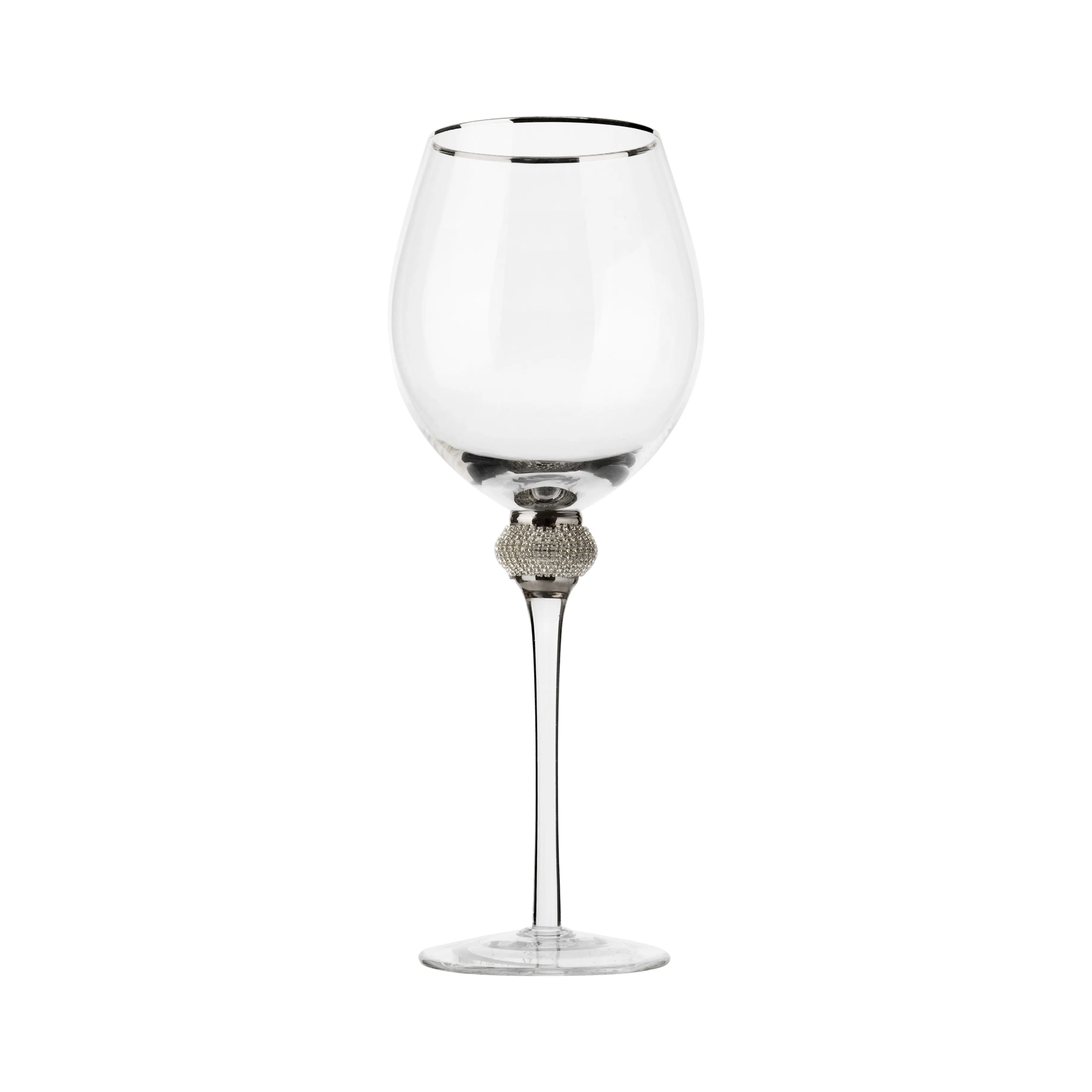 Raymond Rhinestone diamond Studded Diamante Silver rim crystal goblet wine glass