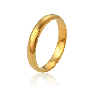 Anillo de oro de 24K para hombre y mujer, Alianzas de Boda sin piedras, anillos para hombre y mujer, joyería de oro, novedad de 11216