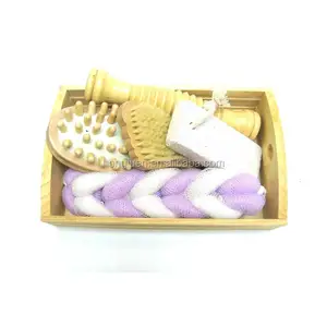 Promotional Shower Accessories Natural Wooden Bath Spa Gift Set for Baby Adult Shower