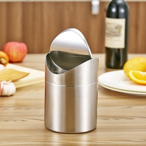 Compact Design Stainless Steel Table Dust <strong>Bin</strong> Trash Can <strong>for</strong> <strong>Car</strong> Swing Top Dustbin - Product Image 4