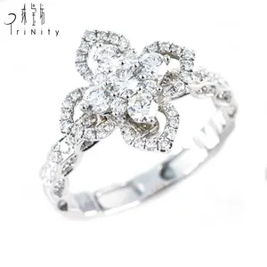 Anelli pendenti con promessa di matrimonio con diamanti naturali Vintage Designer Fine Jewelry In anelli di diamanti In oro massiccio 18 carati
