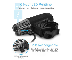 Nouveaux feux avant et arrière de vélo LED étanches IPX5, rechargeables, ensemble de phares et de feux arrière pour la conduite nocturne - Product Image 2