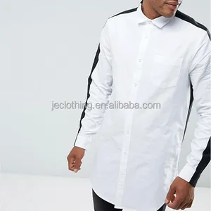 Hip Hop Splice Farbe Regular Fit Oxford Langarmhemd für Männer